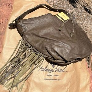 Patricia Nash Vincenzo olive leather fringe hobo nwt